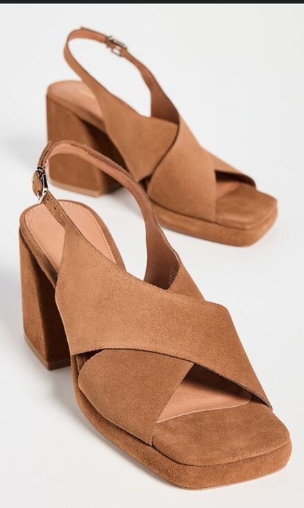 INTENTIONALLY BLANK Shoes - Intentionally Blank Siren Sandal Sling Back Brown Suede Shoes 7 Whiskey